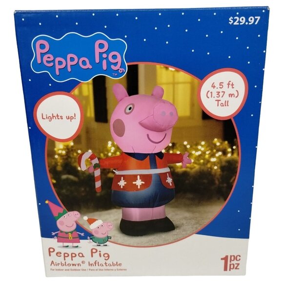 Gemmy Peppa Pig Airblown Inflatable 4 Foot Decoration Lights Up Hasbro - Picture 1 of 7